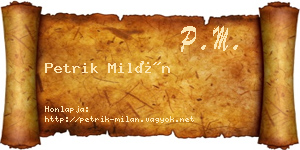 Petrik Milán névjegykártya