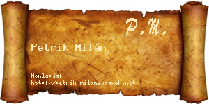 Petrik Milán névjegykártya